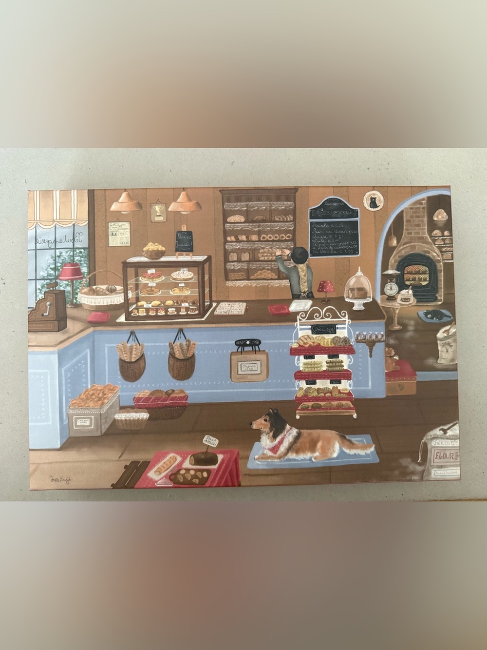 Bakery Shop Puzzle Wall Art Print - Brown & Blue